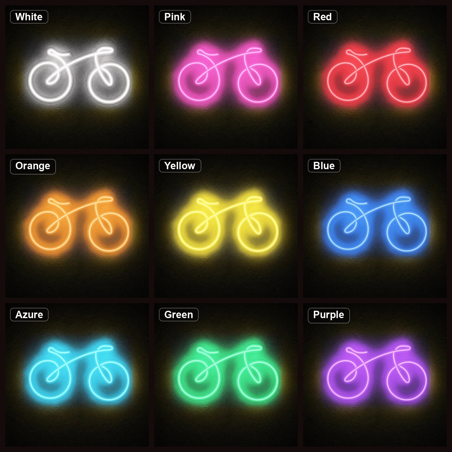 Bicycle Side Profile LED Neon Sign Home Bar Wall Decoration color grid