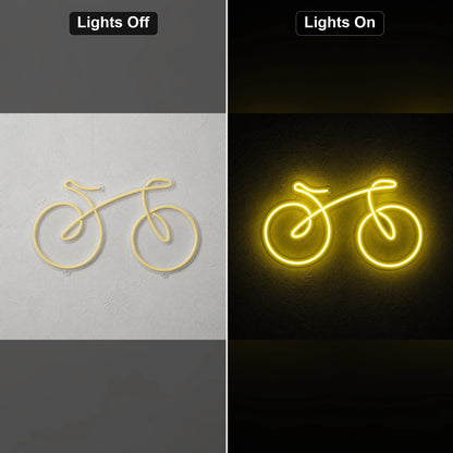 Bicycle Side Profile LED Neon Sign Home Bar Wall Decoration day and night comparison