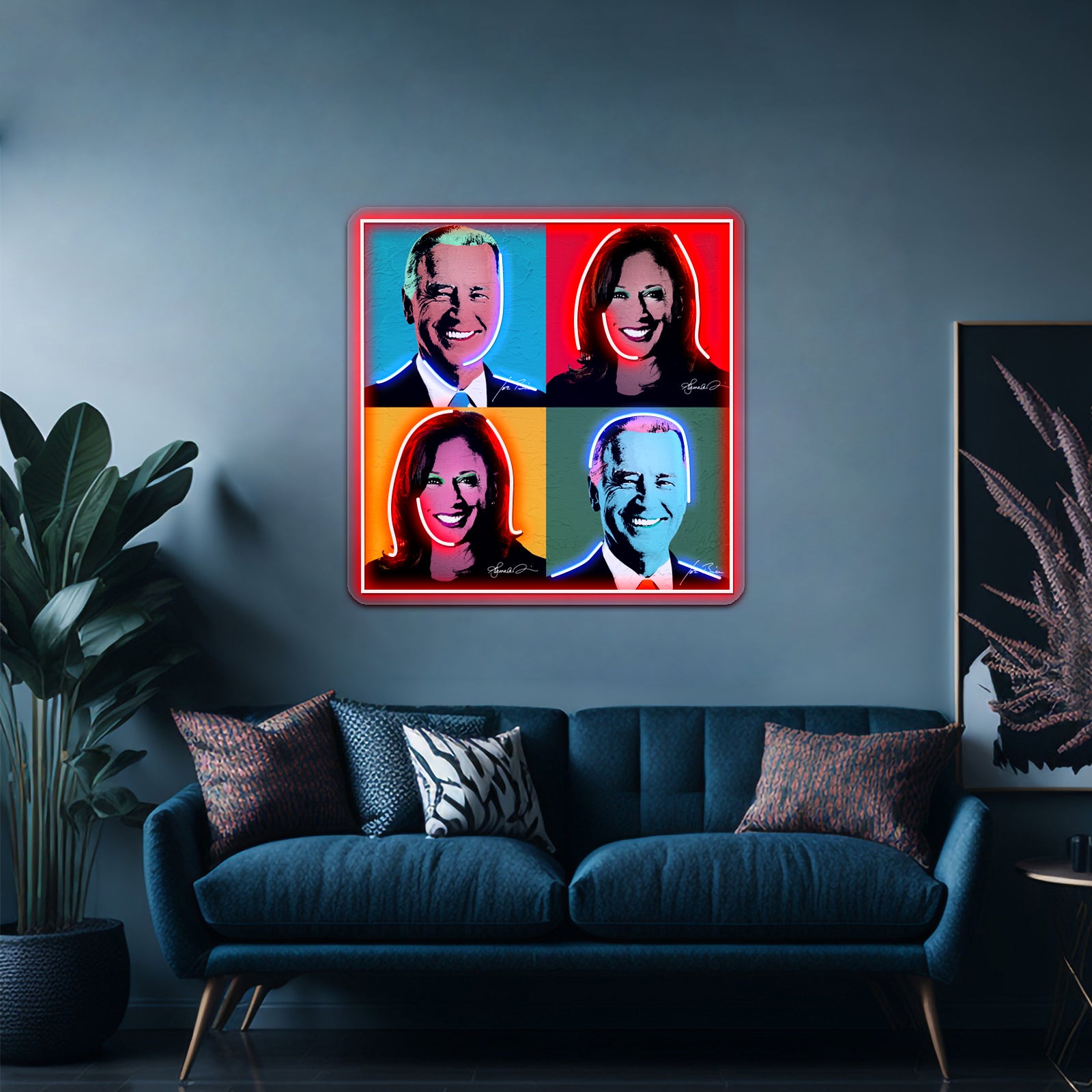 Biden Harris Pop Art Portrait Artwork Led Neon Sign | Shineneon