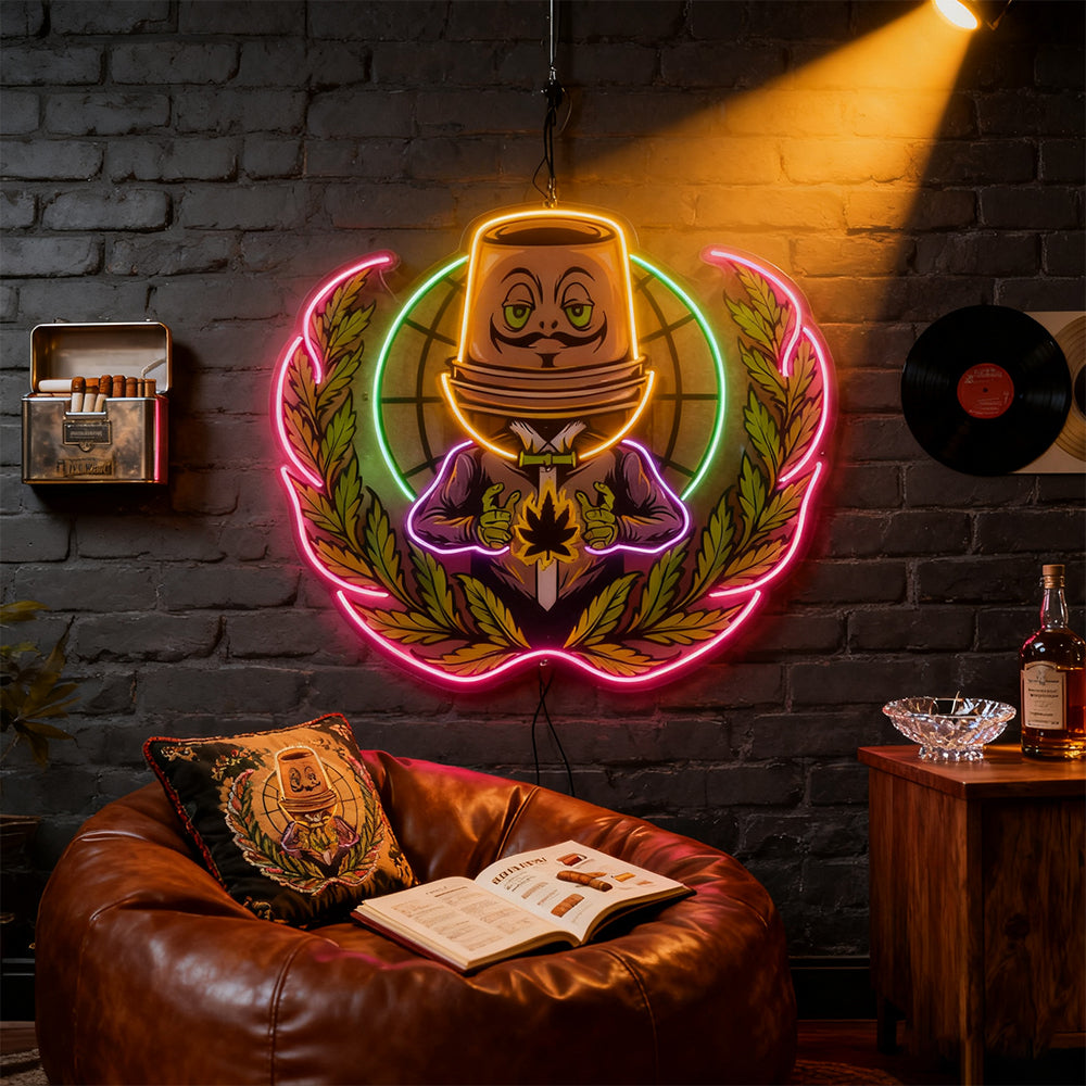Urban Nightlife Weed Leaf Pop Led Neon Sign Wall Art for Business Shop