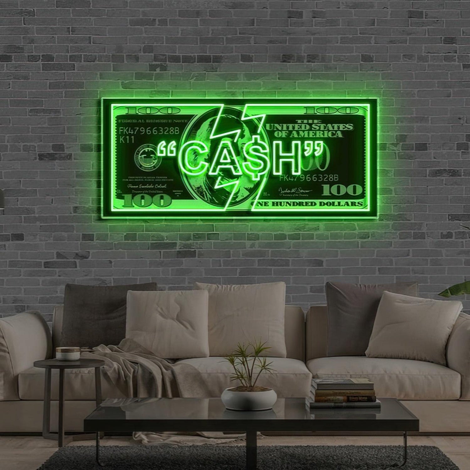 Big Benjamin Cash Bolt Led Neon Sign For Trendy Bar Decor | Shineneon