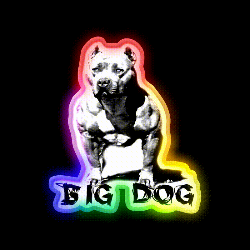Big Dog Pitbull Muscles Gym Fitness Led Neon Sign Rgb Color