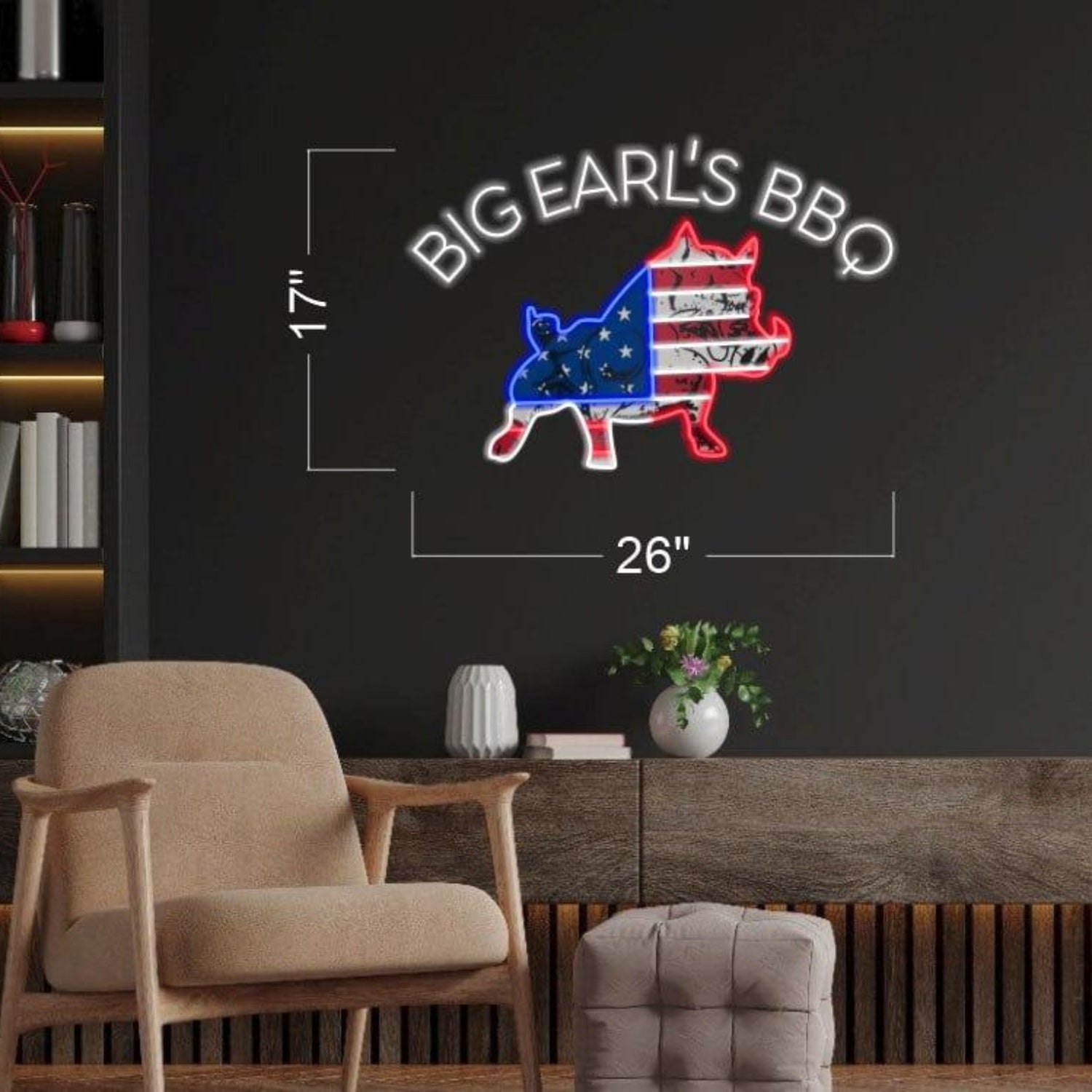 Big Earls Bbq Patriotic Pig Led Neon Sign For Restaurant Home Decor | Shineneon