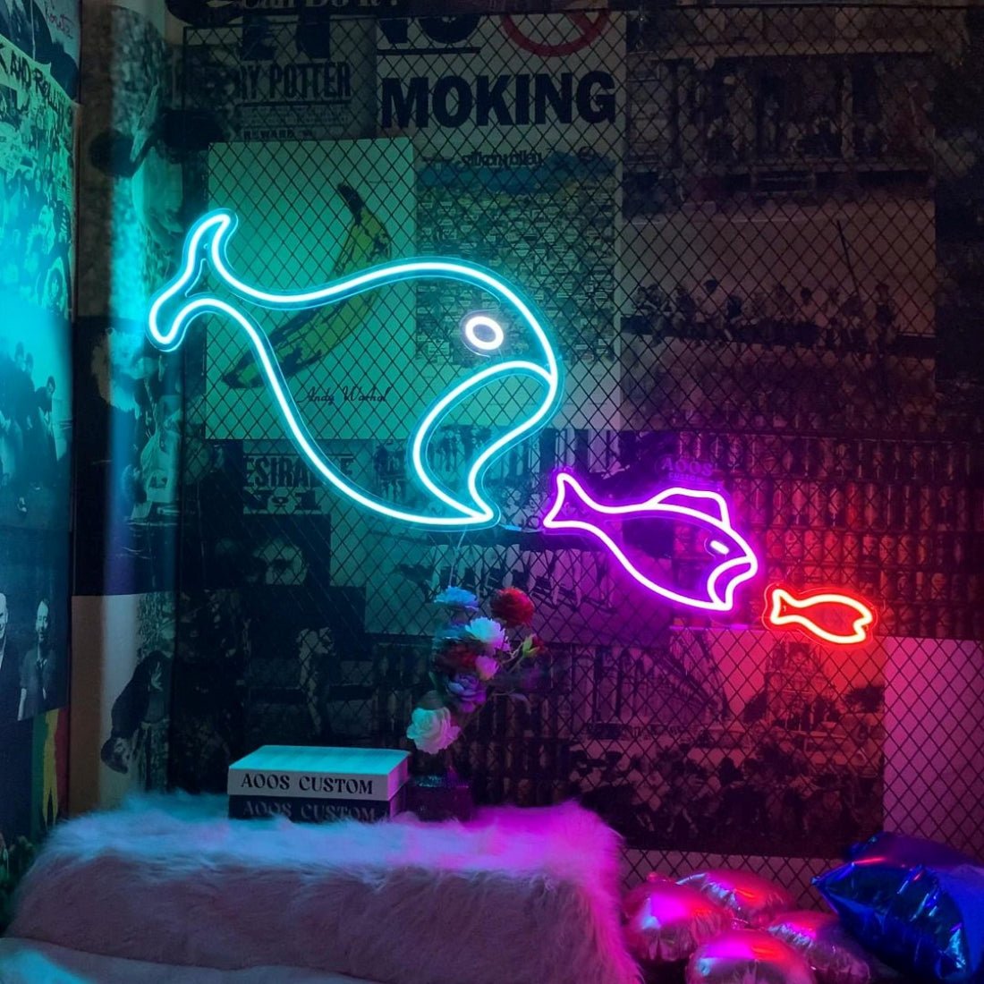 Big Fish Eats Small Fish Led Sign Business Neon Sign - Shineneon