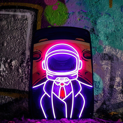 Big Man Moon Purple-White Astronaut Led Neon Sign For Urban Street Art Decor | Shineneon