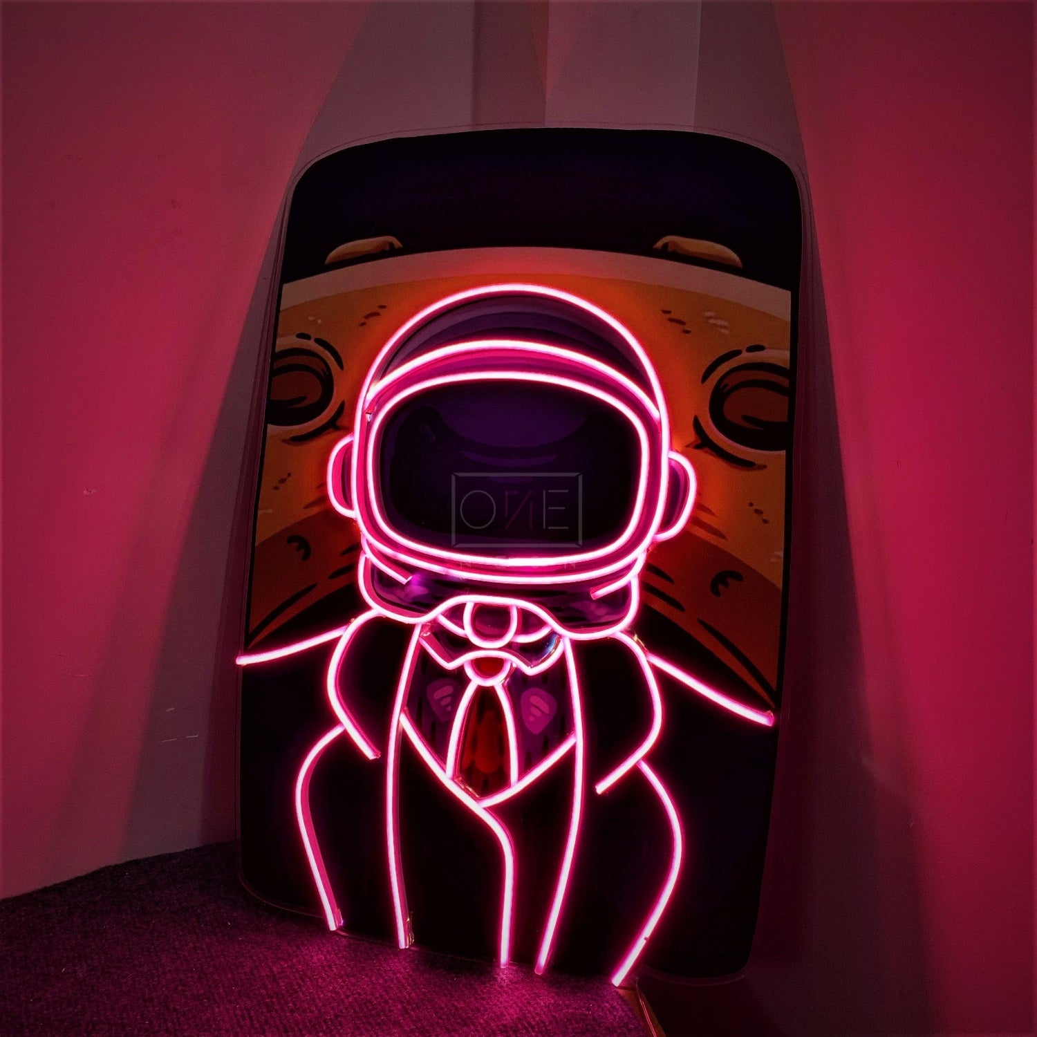 Big Man Moon Purple-White Astronaut Led Neon Sign For Urban Street Art Decor | Shineneon