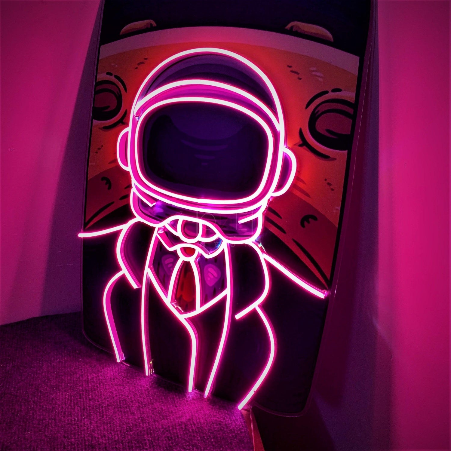 Big Man Moon Purple-White Astronaut Led Neon Sign For Urban Street Art Decor | Shineneon