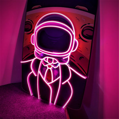 Big Man Moon Purple-White Astronaut Led Neon Sign For Urban Street Art Decor | Shineneon