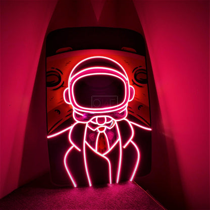 Big Man Moon Purple-White Astronaut Led Neon Sign For Urban Street Art Decor | Shineneon