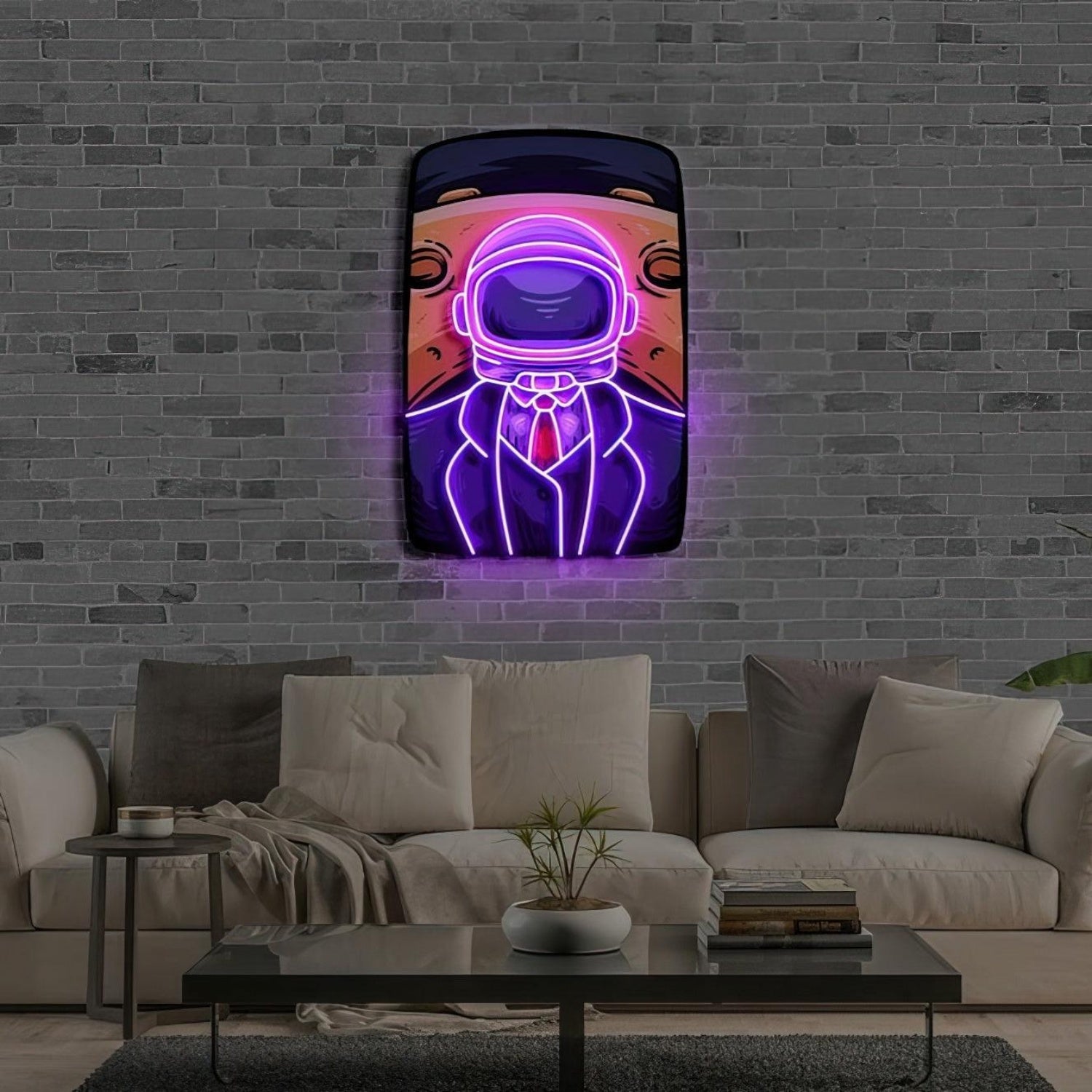 Big Man Moon Purple-White Astronaut Led Neon Sign For Urban Street Art Decor | Shineneon