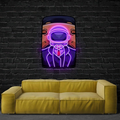 Big Man Moon Purple-White Astronaut Led Neon Sign For Urban Street Art Decor | Shineneon