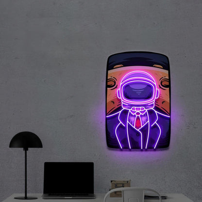Big Man Moon Purple-White Astronaut Led Neon Sign For Urban Street Art Decor | Shineneon