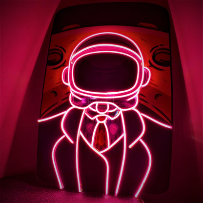Big Man Moon Purple-White Astronaut Led Neon Sign For Urban Street Art Decor | Shineneon