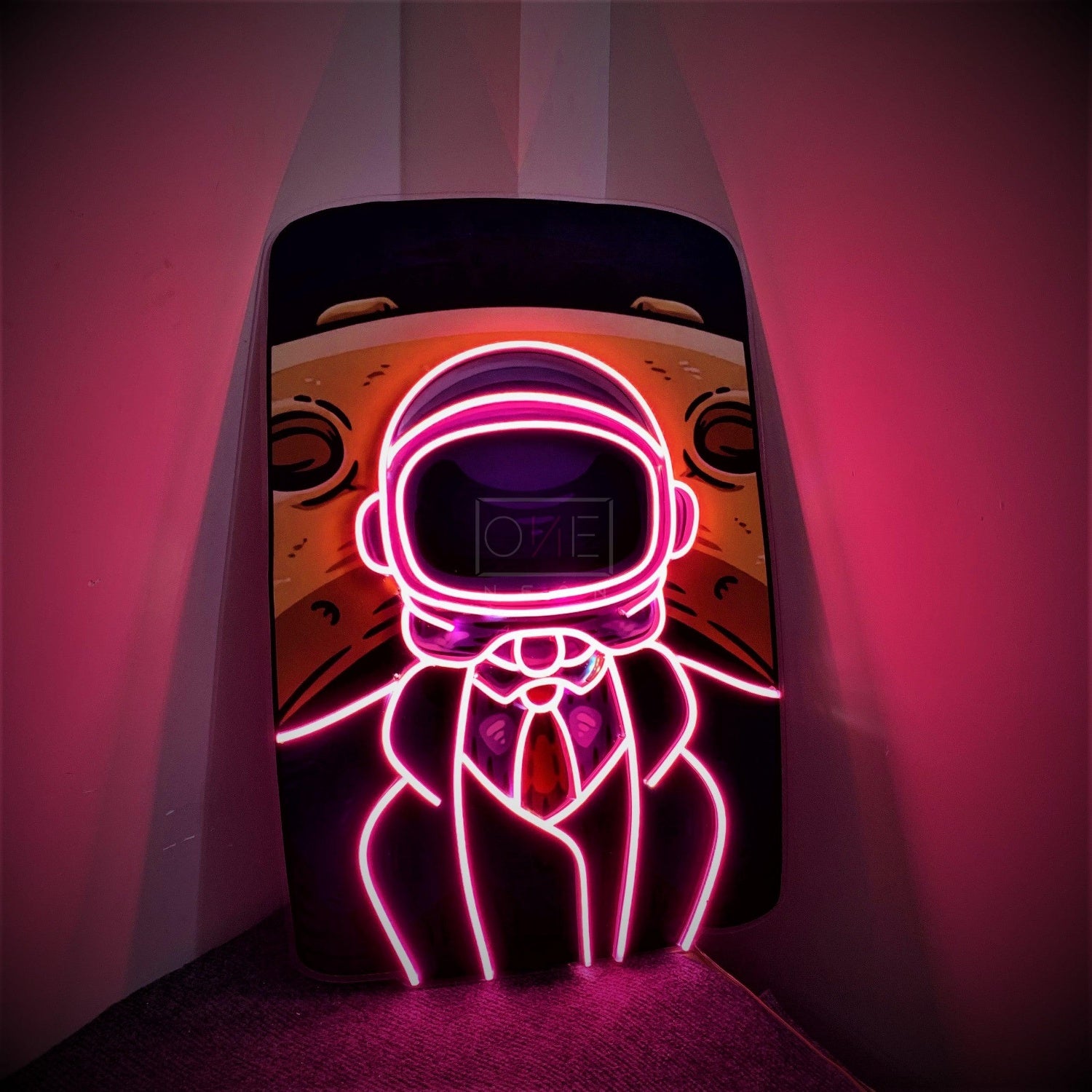 Big Man Moon Purple-White Astronaut Led Neon Sign For Urban Street Art Decor | Shineneon