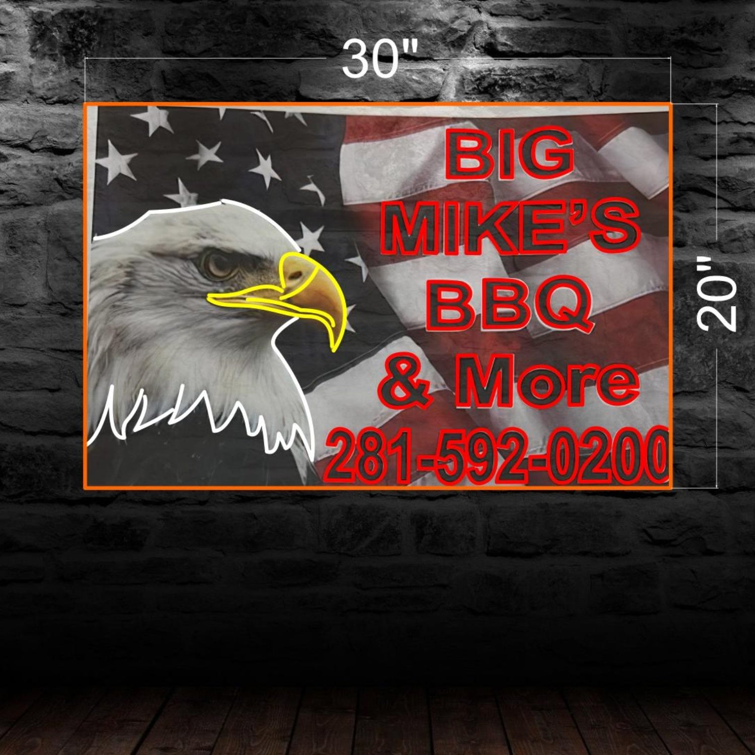 Big Mikes Bbq Orange-White Eagle Led Neon Sign For Restaurant Decor | Shineneon