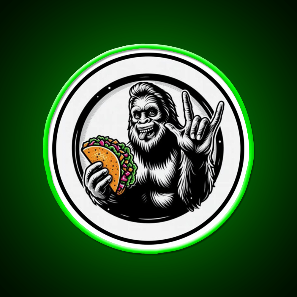 Bigfoot And Tacos Number 3 Taco Led Neon Sign Mexican Food Sign Rgb Color - Shineneon
