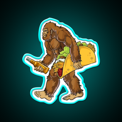 Bigfoot Carrying Taco And Beer Bar Decor Led Neon Sign Rgb Color - Size and dimension reference