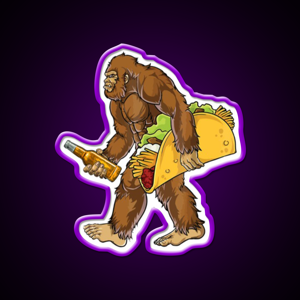 Bigfoot Carrying Taco And Beer Bar Decor Led Neon Sign Rgb Color - LED neon sign view 9
