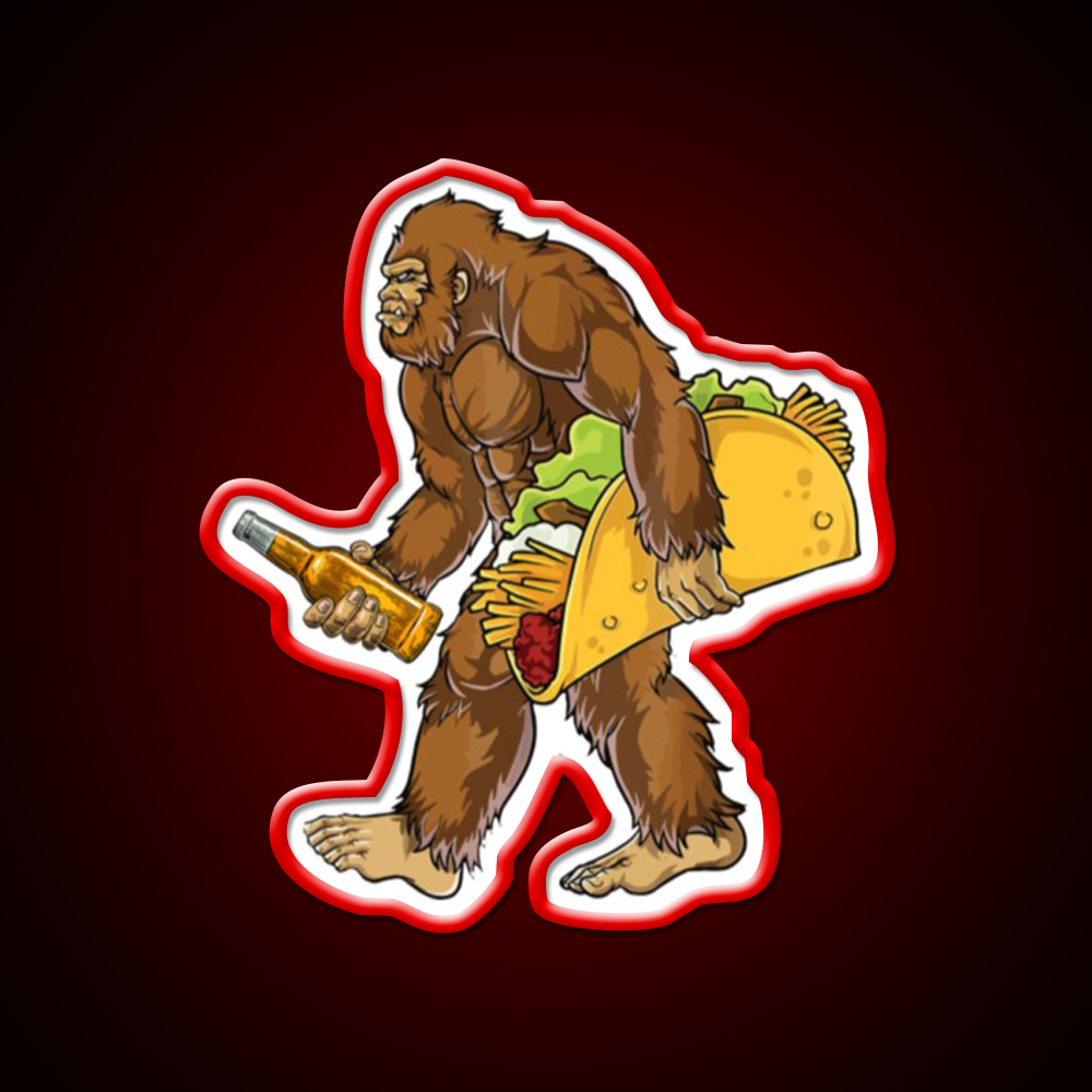 Bigfoot Carrying Taco And Beer Bar Decor Led Neon Sign Rgb Color - LED neon sign view 10