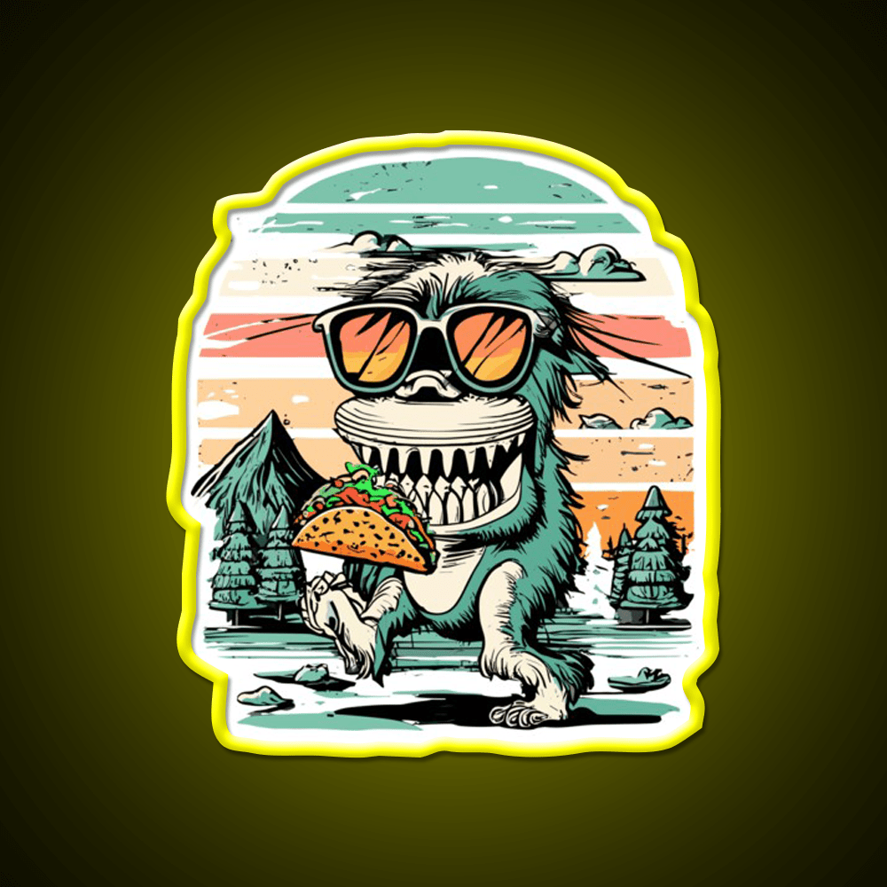 Bigfoot Carrying Taco Sunset Taco Led Neon Sign Mexican Food Sign Rgb Color - Shineneon
