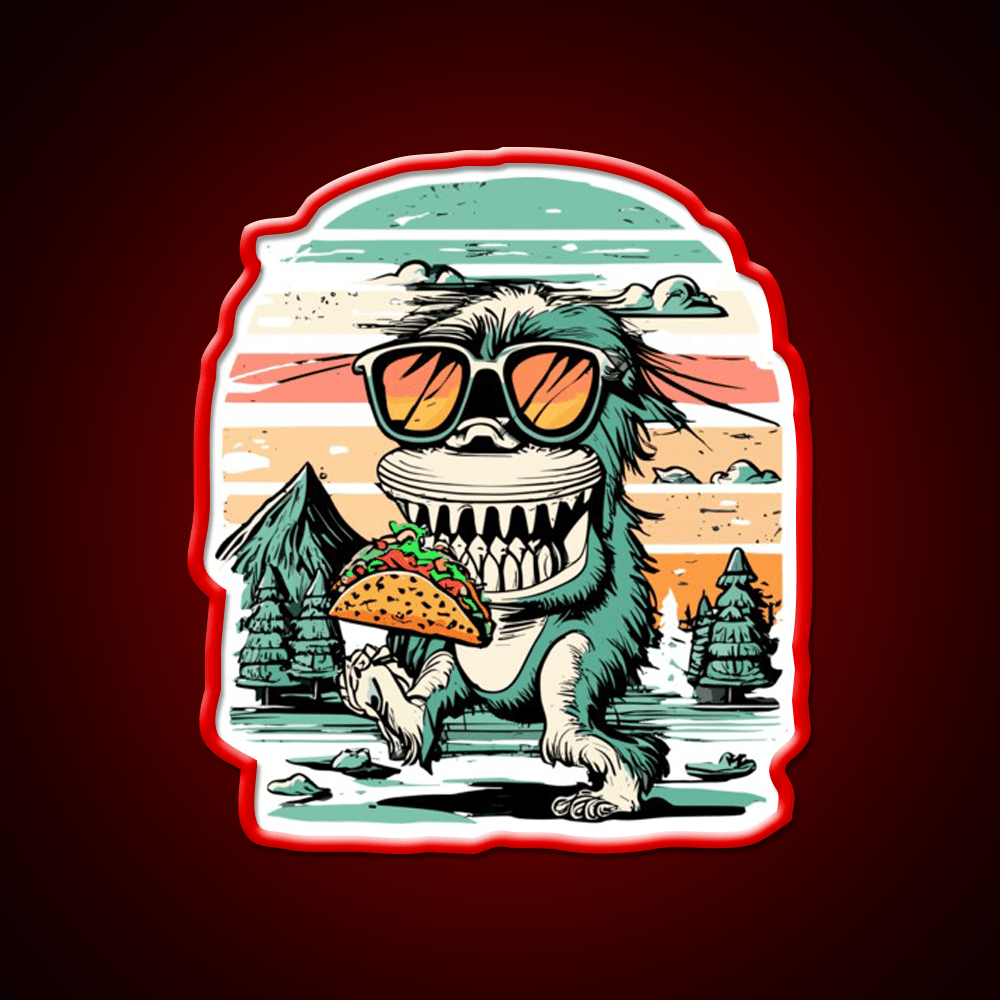 Bigfoot Carrying Taco Sunset Taco Led Neon Sign Mexican Food Sign Rgb Color - Shineneon