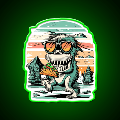 Bigfoot Carrying Taco Sunset Taco Led Neon Sign Mexican Food Sign Rgb Color - Shineneon