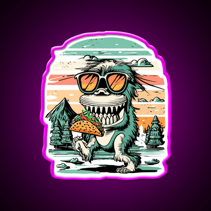 Bigfoot Carrying Taco Sunset Taco Led Neon Sign Mexican Food Sign Rgb Color - Shineneon