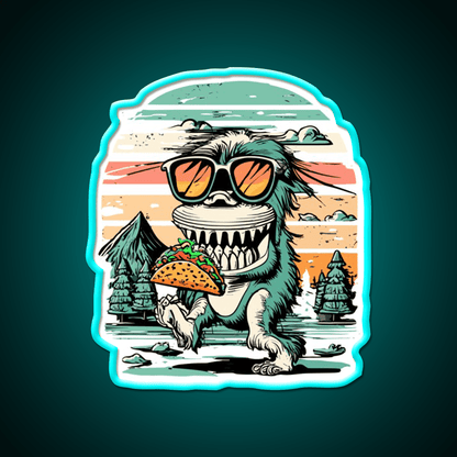 Bigfoot Carrying Taco Sunset Taco Led Neon Sign Mexican Food Sign Rgb Color - Shineneon