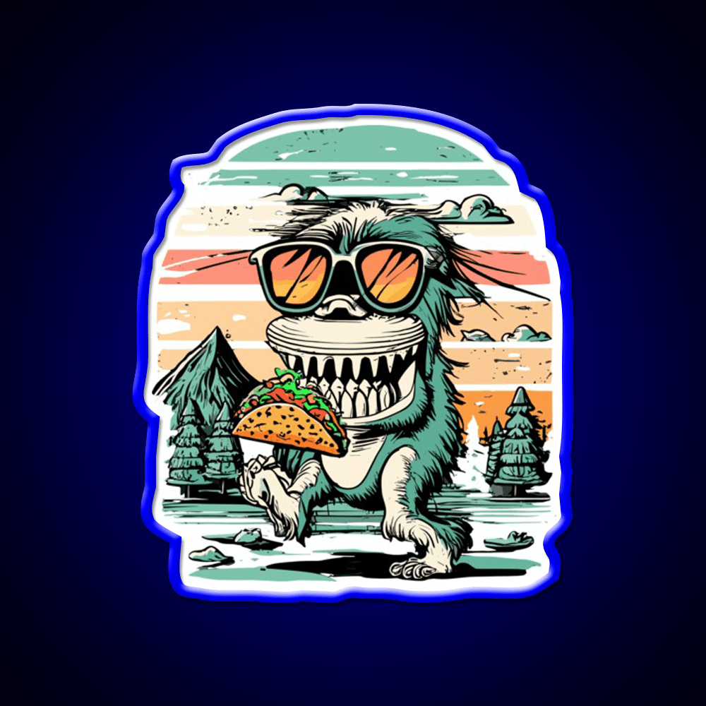Bigfoot Carrying Taco Sunset Taco Led Neon Sign Mexican Food Sign Rgb Color - Shineneon