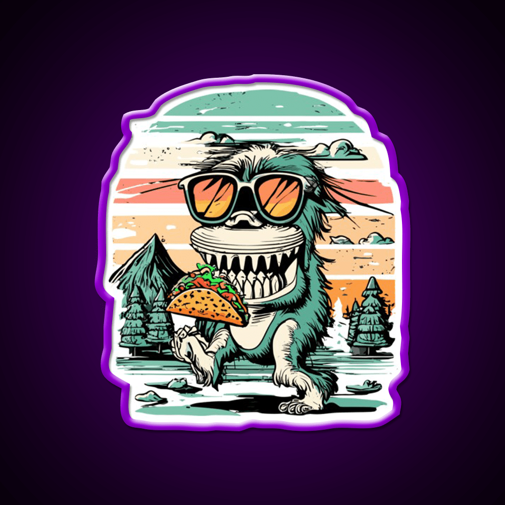 Bigfoot Carrying Taco Sunset Taco Led Neon Sign Mexican Food Sign Rgb Color - Shineneon