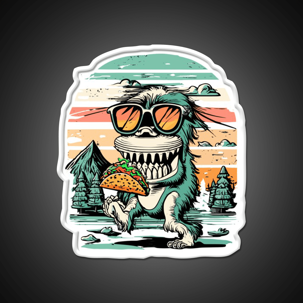 Bigfoot Carrying Taco Sunset Taco Led Neon Sign Mexican Food Sign Rgb Color - Shineneon