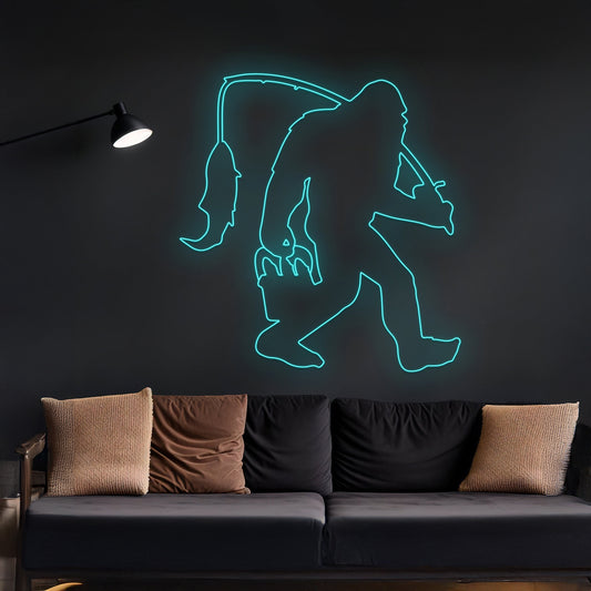 Bigfoot Fishing Neon Sign