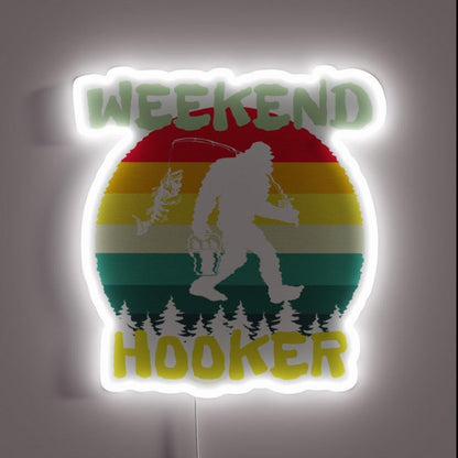 Bigfoot Fishing Weekend Hooker Retro Sunset Rgb Led Neon Sign - Custom LED neon sign front view