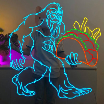 Bigfoot Holding Taco Led Neon Sign Food Led Neon Sign | Shineneon