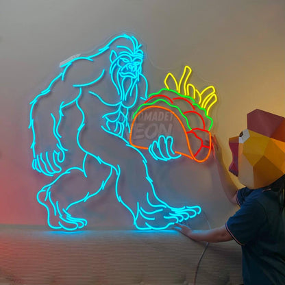 Bigfoot Holding Taco Led Neon Sign Food Led Neon Sign | Shineneon