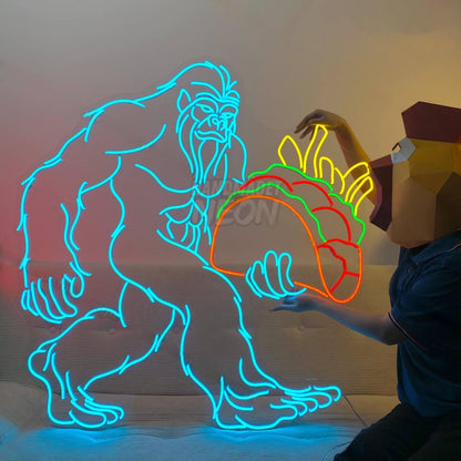 Bigfoot Holding Taco Led Neon Sign Food Led Neon Sign | Shineneon
