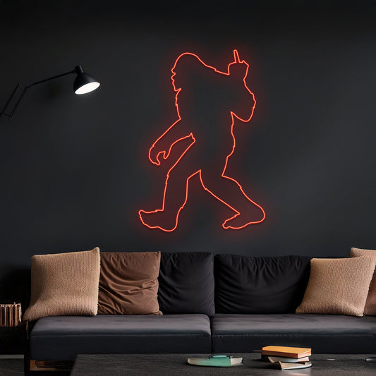 Bigfoot Middle Finger Neon Sign