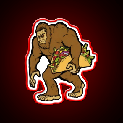 Bigfoot Sasquatch Carrying Taco Led Neon Sign Mexican Food Sign Rgb Color - Shineneon