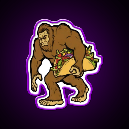 Bigfoot Sasquatch Carrying Taco Led Neon Sign Mexican Food Sign Rgb Color - Shineneon