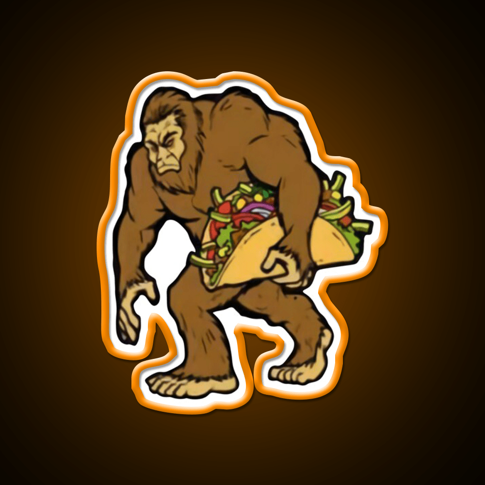 Bigfoot Sasquatch Carrying Taco Led Neon Sign Mexican Food Sign Rgb Color - Shineneon