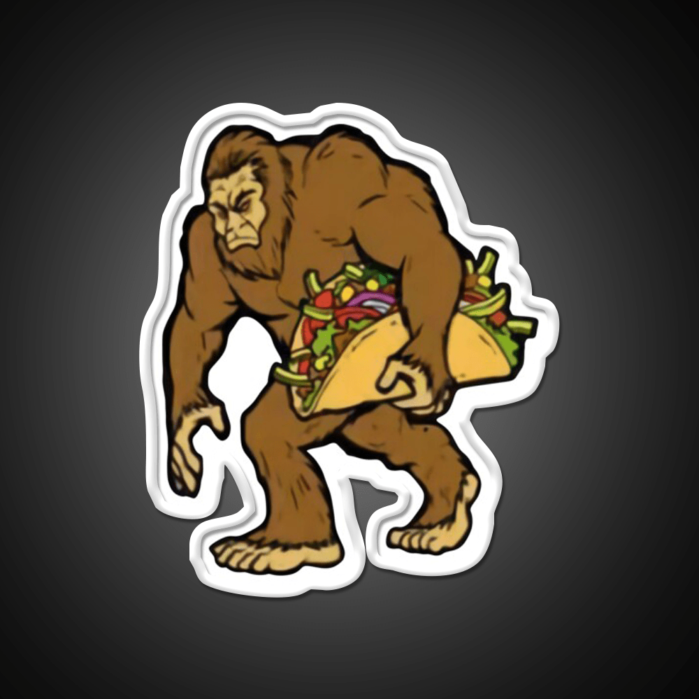 Bigfoot Sasquatch Carrying Taco Led Neon Sign Mexican Food Sign Rgb Color - Shineneon