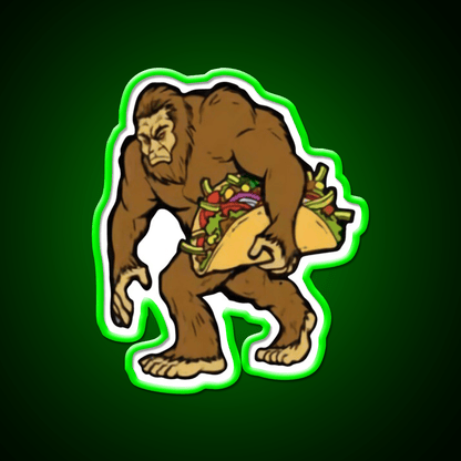 Bigfoot Sasquatch Carrying Taco Led Neon Sign Mexican Food Sign Rgb Color - Shineneon