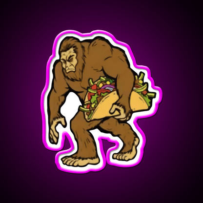 Bigfoot Sasquatch Carrying Taco Led Neon Sign Mexican Food Sign Rgb Color - Shineneon