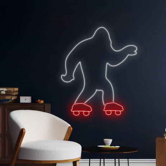 Bigfoot Skating Neon Sign