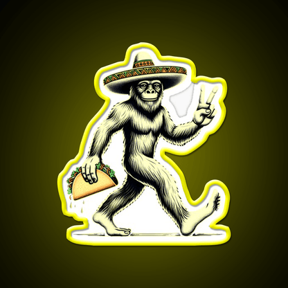 Bigfoot Wearing A Sombrero And Carrying A Taco Led Neon Sign Rgb Color - Shineneon