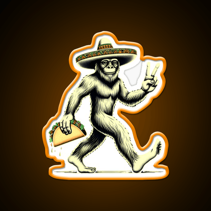 Bigfoot Wearing A Sombrero And Carrying A Taco Led Neon Sign Rgb Color - Shineneon