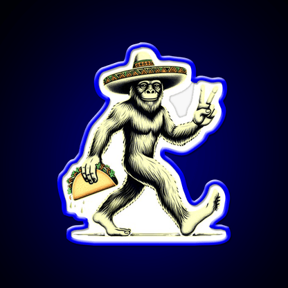 Bigfoot Wearing A Sombrero And Carrying A Taco Led Neon Sign Rgb Color - Shineneon