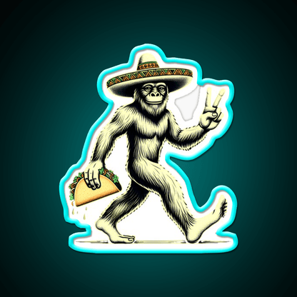 Bigfoot Wearing A Sombrero And Carrying A Taco Led Neon Sign Rgb Color - Shineneon