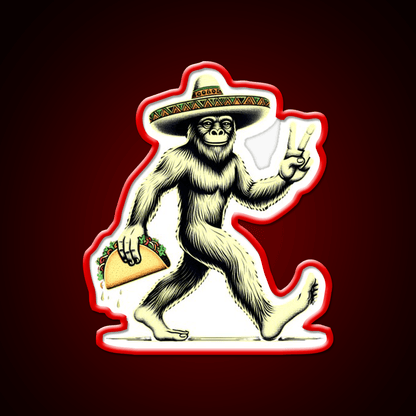 Bigfoot Wearing A Sombrero And Carrying A Taco Led Neon Sign Rgb Color - Shineneon