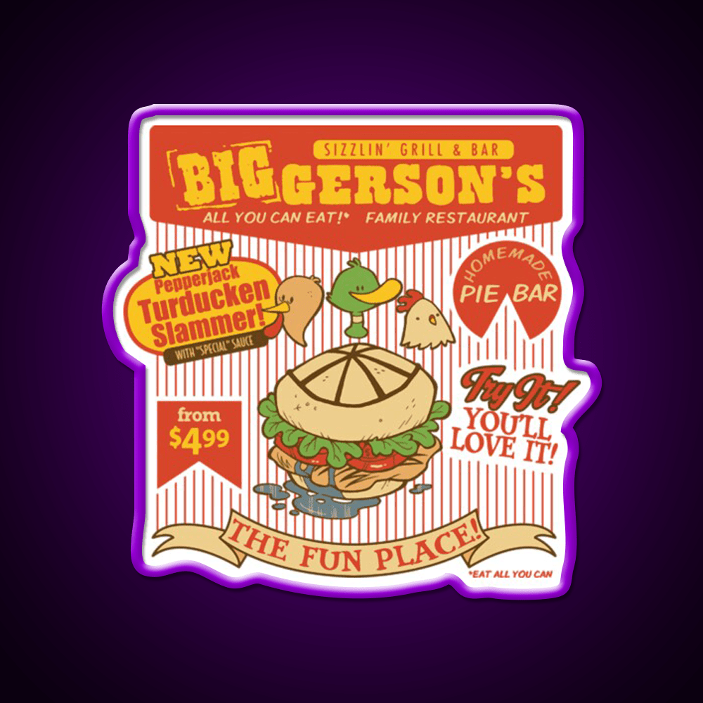 Biggersons Fast Food Led Neon Sign For Burger Place Rgb Color - Shineneon
